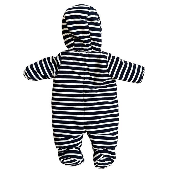 Petit Bateau Microfibre Snowsuit with Sailor Stripes Size 6 months - Picture 2 of 6